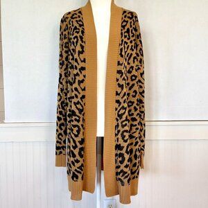 Leopard Longline Cardigan Sz L